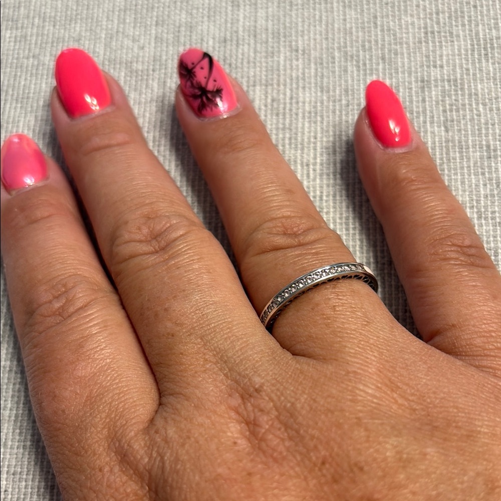 Pandora Silver Ring with Sparkling Accents